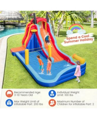 5-in-1 Inflatable Water Slide Bounce House with Dual Slides, Splash Pool, and 735W Blower