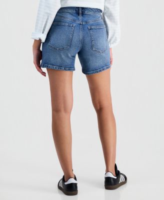 Juniors' High-Rise Denim Bermuda Shorts
