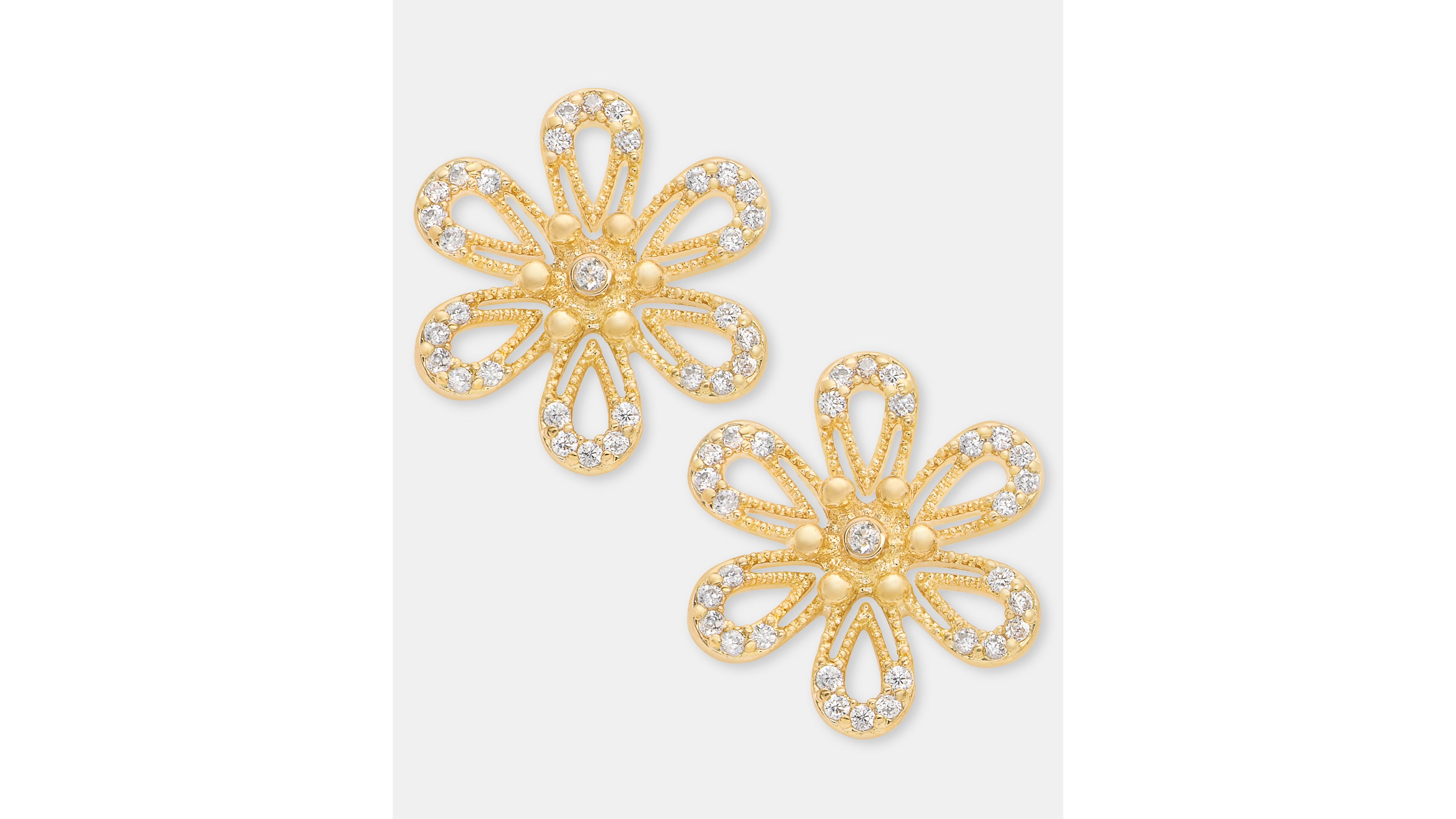 lonna & lilly Gold-Tone Pave Openwork Flower Stud Earrings
