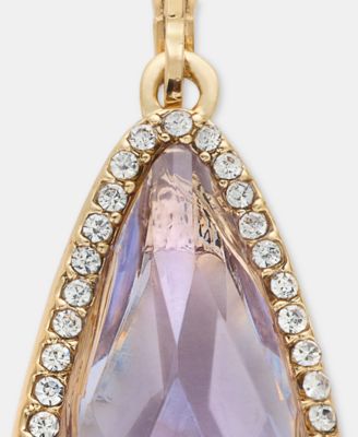 Gold-Tone Stone & Pav&eacute; Halo Drop Earrings