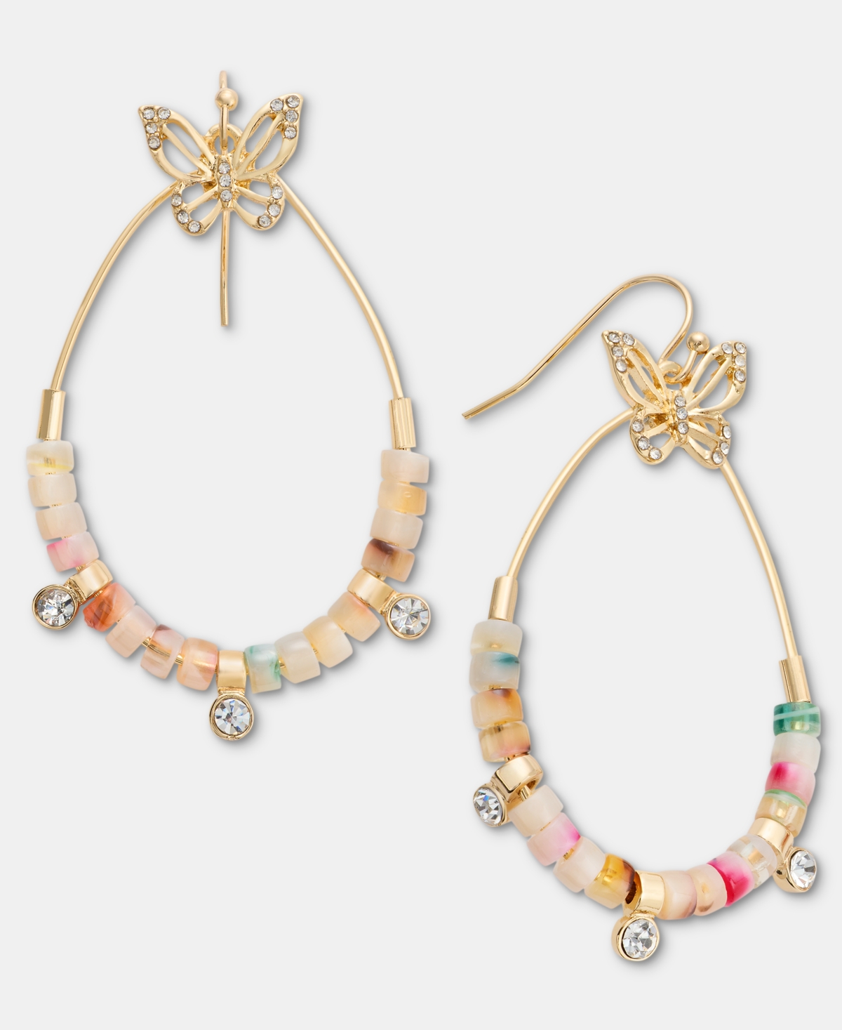 lonna & lilly Gold-Tone Butterfly Beaded Teardrop Drop Earrings