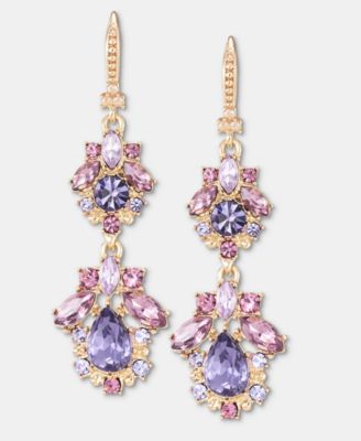 Multi-Stone Cluster Double Drop Earrings 