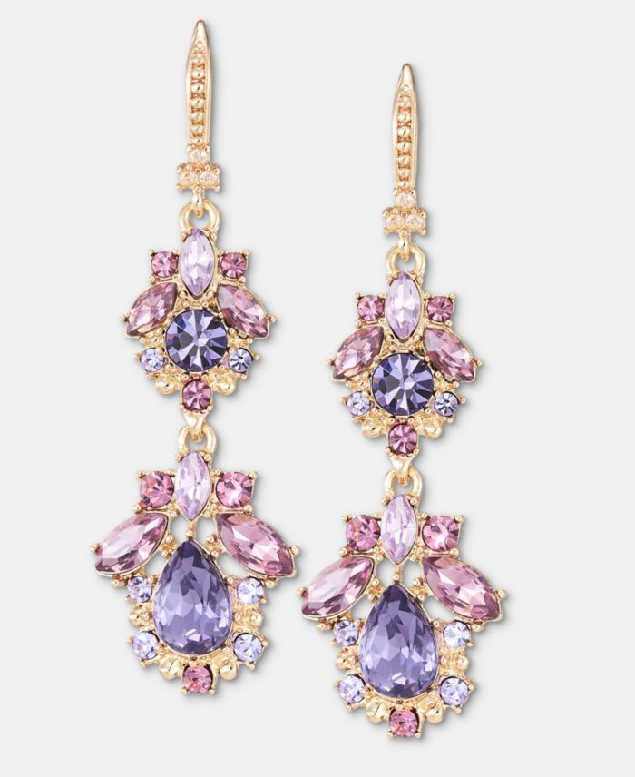 Marchesa Multi-Stone Cluster Double Drop Earrings