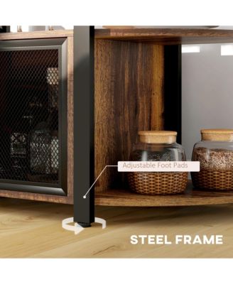 LED Wine Cabinet with Charging Station, Wine Racks, Glass Holders