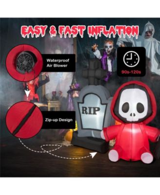Mondawe 5 ft Inflatable Halloween Ghost Holding Sickle and Tombstone Yard Decor