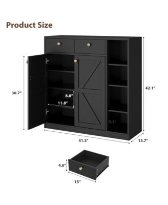 Shoe Storage Cabinet with Doors and Drawers, 42'' Tall Modern Shoe Cabinet with 3 Adjustable Shelves and Stable Base