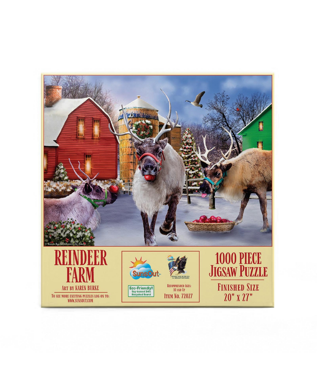 SunsOut Reindeer Farm 1000 piece Jigsaw Puzzle for Adults Christmas