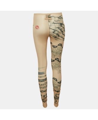 Women's X Knwls Beige Trompe-L'oeil Tattoo Print Jersey Leggings