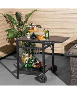 Double-Shelf Movable Dining Cart Table Multifunctional Kitchen Worktable Outdoor