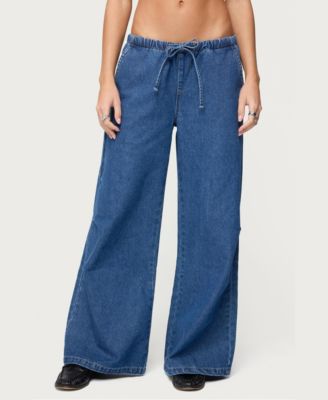 Women's Vicky Tie Waist Low Rise Baggy Jeans