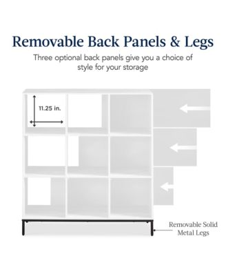 Elevated 9-Cube Storage Organizer, 11in Shelf, Bookcase, Display Shelf, w/ Metal Legs