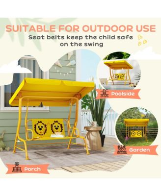 Kids Patio Swing, 2-Seater Outdoor Porch Swing Chair,