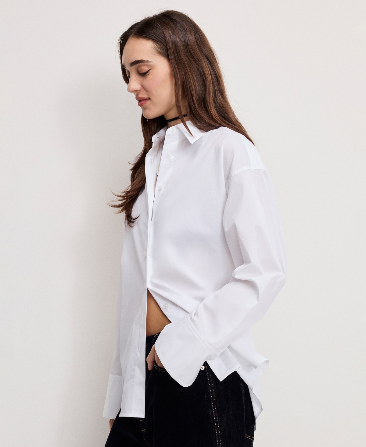 Good American Women's Poplin Oversized Shirt, Regular and Plus