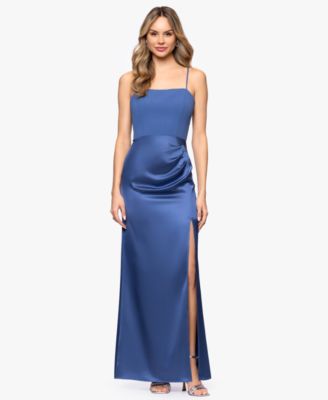 Petite Spaghetti Straps Scuba Crepe Gown