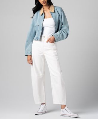 Women's Crop Denim Zip Front Barn Jacket