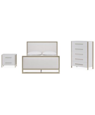 Furniture - Emila 3-Pc. Upholstered Cal. King Bedroom Set (Bed, 2-Drawer Nightstand, & Chest)