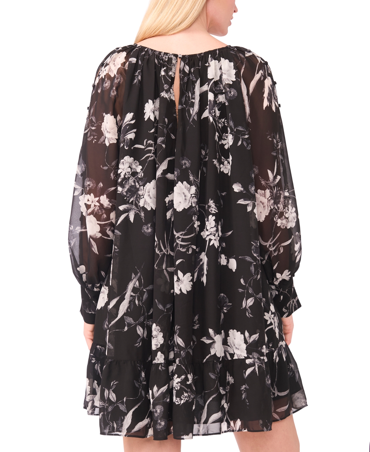 Msk Plus Printed Round Neck Shift Dress