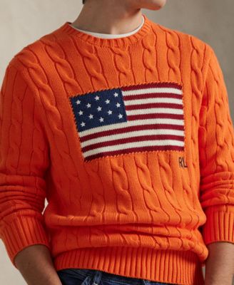 Men's  Cable-Knit Flag Sweater