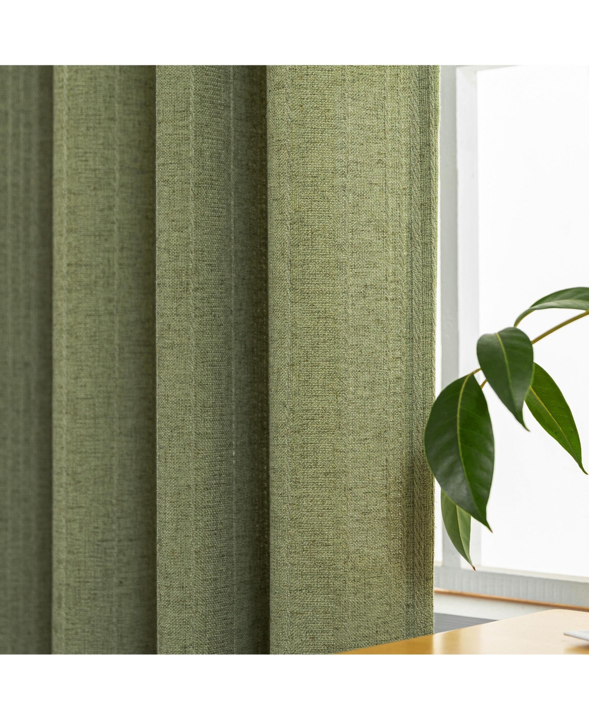 Awesome Home Linen Blend Solid Striped Room Darkening Curtains Pair