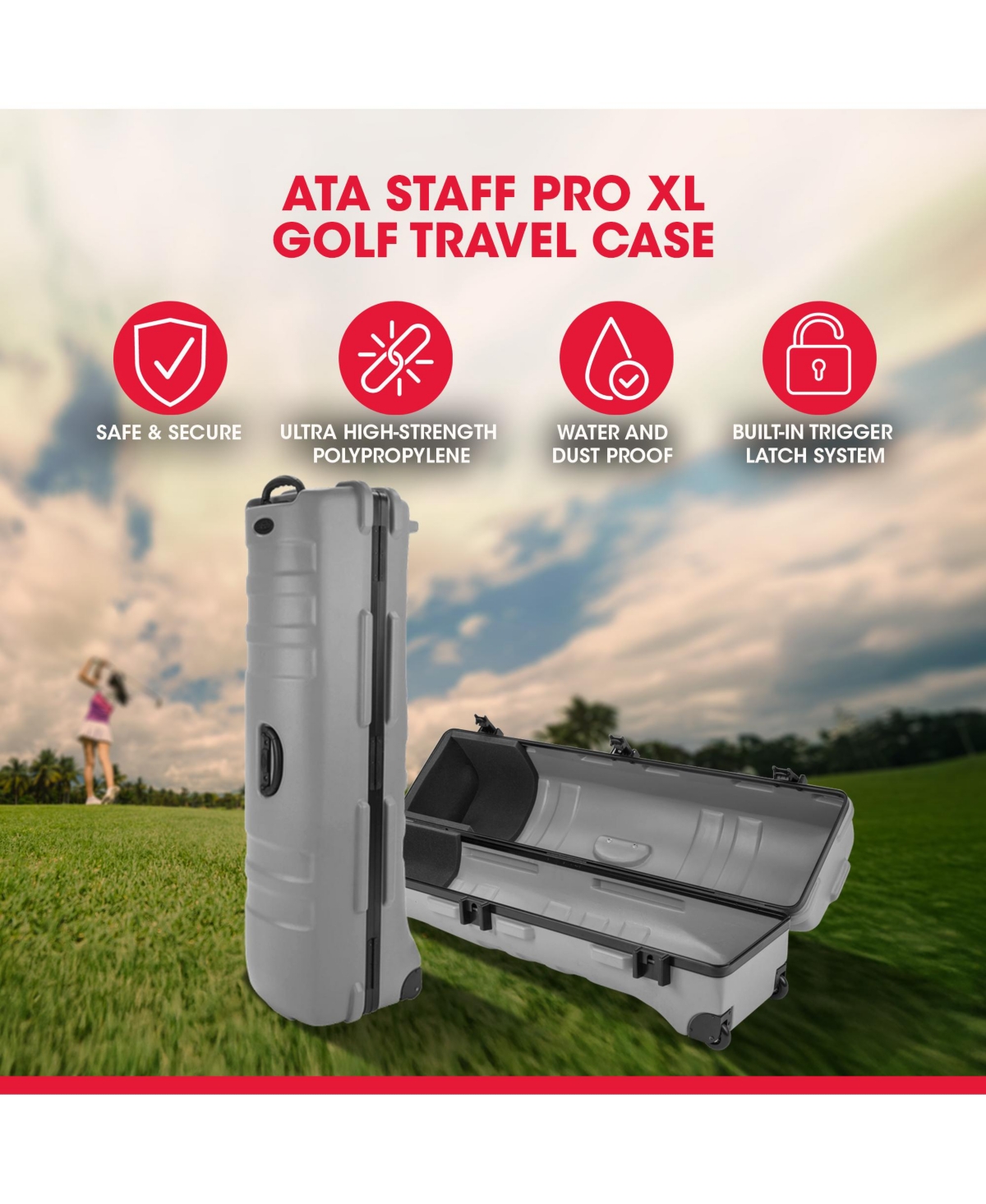 Skb Cases Ata Staff Pro Xl Hard Plastic Storage Wheeled Golf Travel Case
