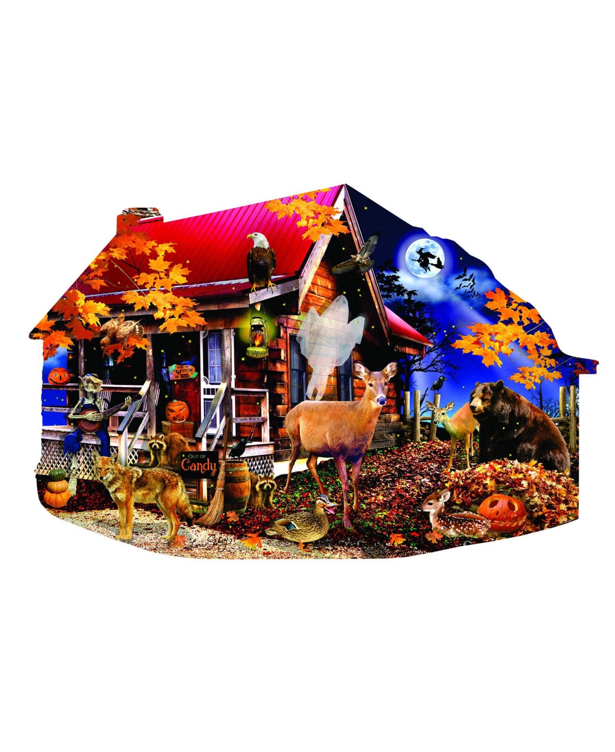 SunsOut Fireflies at the Cabin 1000 piece Jigsaw Puzzle for Adults Special Shape Halloween