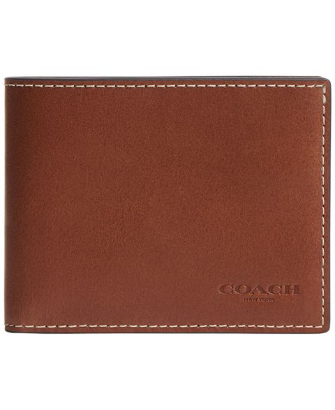 Мужские COACH Men's Slim Bifold Natural Full-Grain Leather Wallet