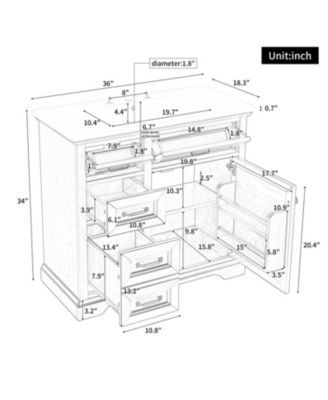 36-Inch Bathroom Vanity with Ceramic Sink Top,Freestanding Storage Cabinet with Metal Finish