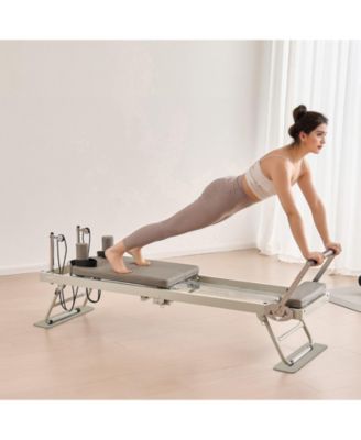 Foldable Pilates Reformer, Dual-Resistance Spring and Cord Reformer for Home Pilates Training, Supports Up to 400 lb