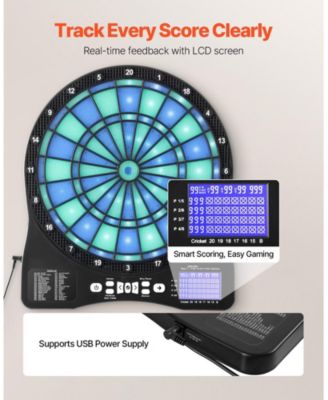 Electronic Dartboard LED Target with 48 Games and 500 Variations for 8 Players