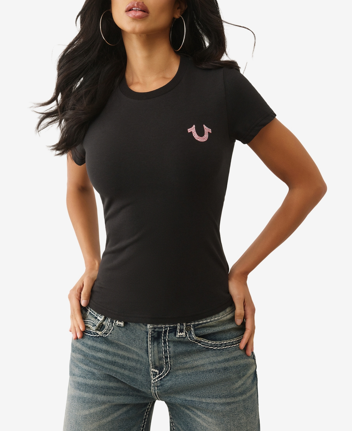 True Religion Women's Crystal Crew Neck T-Shirt