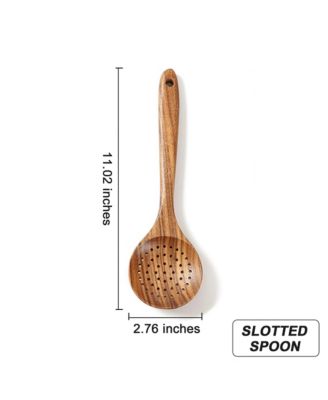 9-Piece Natural Teak Wooden Kitchen Utensils Set