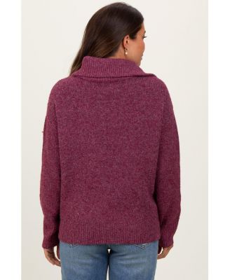 Maternity Burgundy Half Zip Pullover Sweater