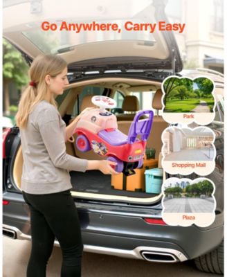 Ride On Toddler Push Car, Kids Ride-On Toy with Horn, Music & Storage, 48.5 lbs Load, Foot-to-Floor Walker for Boys Girls 19–36M, Pink