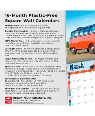 Magic Bus | 2026 12 x 24 Inch (Hanging) Monthly Square Wall Calendar | Plastic-Free.