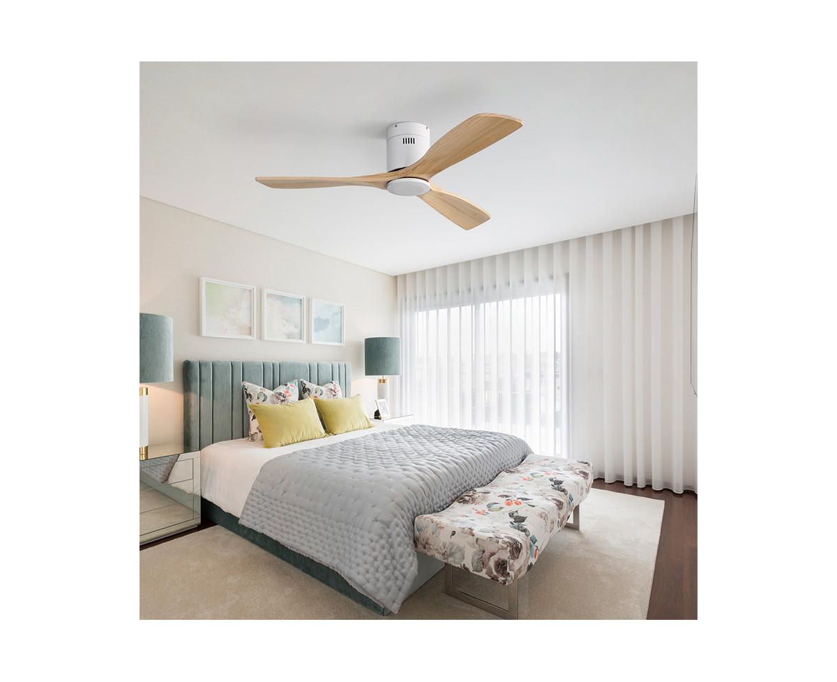 52-inch Modern White 3-Blade Ceiling Fan with Remote Control and Supporting Mobile Device Connection