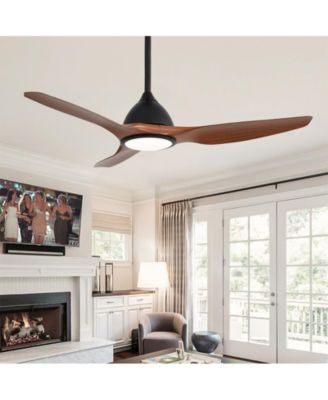 52-inch Modern Black 3-Blade Ceiling Fan with LED Light and Remote Control