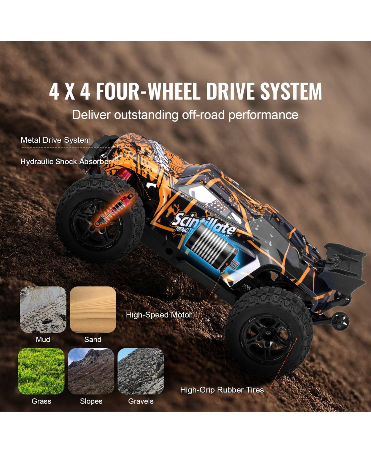 Hongge High Speed Off Road Rc Car with 4WD Stunt Control and Long Range Remote