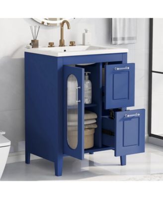 24" Bathroom Vanity with Sink, 2 Drawers and Door, Adjustable Shelf