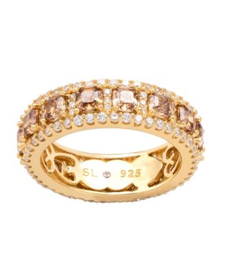 Suzy Levian Sterling Silver Sapphire & Created White Sapphire Modern Eternity Band