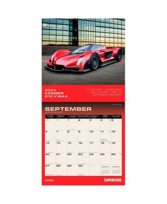 Motor Club Supercars | 2026 12 x 24 Inch (Hanging) Monthly Square Wall Calendar | Plastic-Free