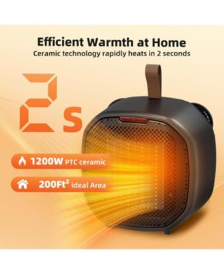 1200W Portable Space Heater, 2 Heat Settings (600W/1200W) with 3 Modes (Fan/Low/High), Adjustable Thermostat for Office Desk & Personal Use