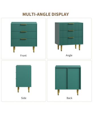  Fluted Dresser for Bedroom,Wooden Chest of Drawers with Metal Handle & Feet