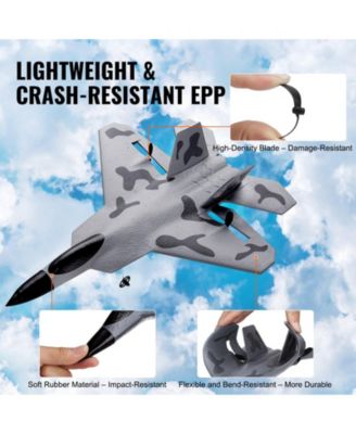 RC Plane, 2.4GHz 2-Channel Fighter with 6-Axis Gyro, 2 Batteries, Ready-to-Fly Glider for Adults & Kids