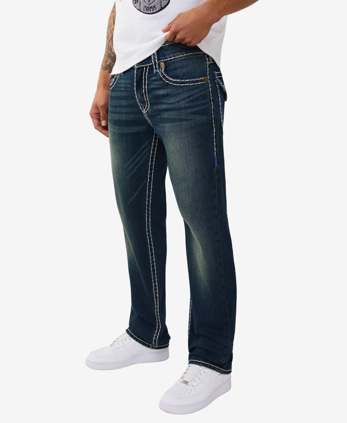 True Religion Men's Ricky Straight Super T Flap Jeans