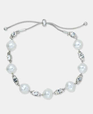 Crystal & Imitation Pearl Slider Bracelet