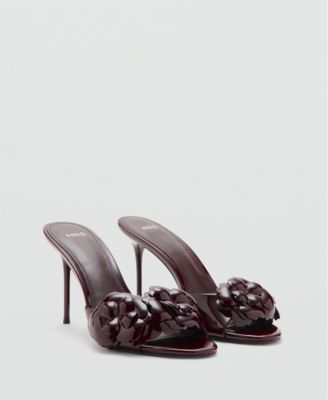 MANGO - Women's Patent Leather Floral Heeled Sandals