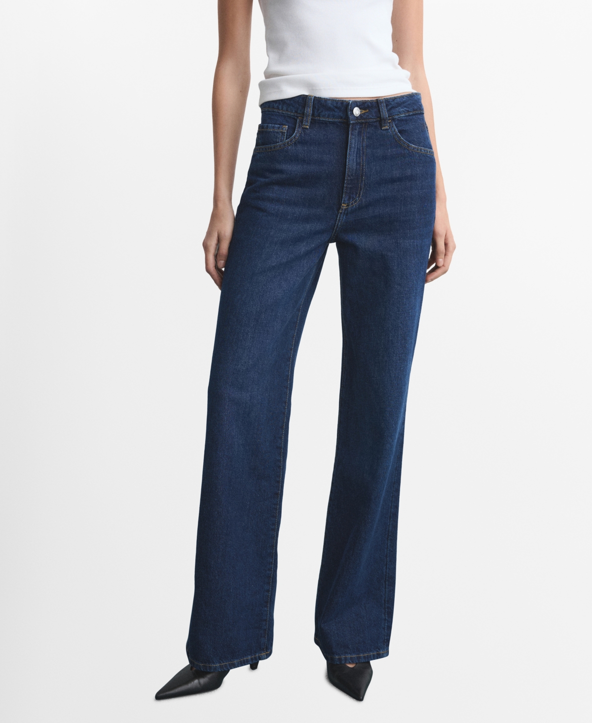 Mango Women's Danila High-Waisted Wide-Leg Jeans
