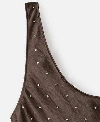 Women's Crystals Satin Crinkle-Effect Dress