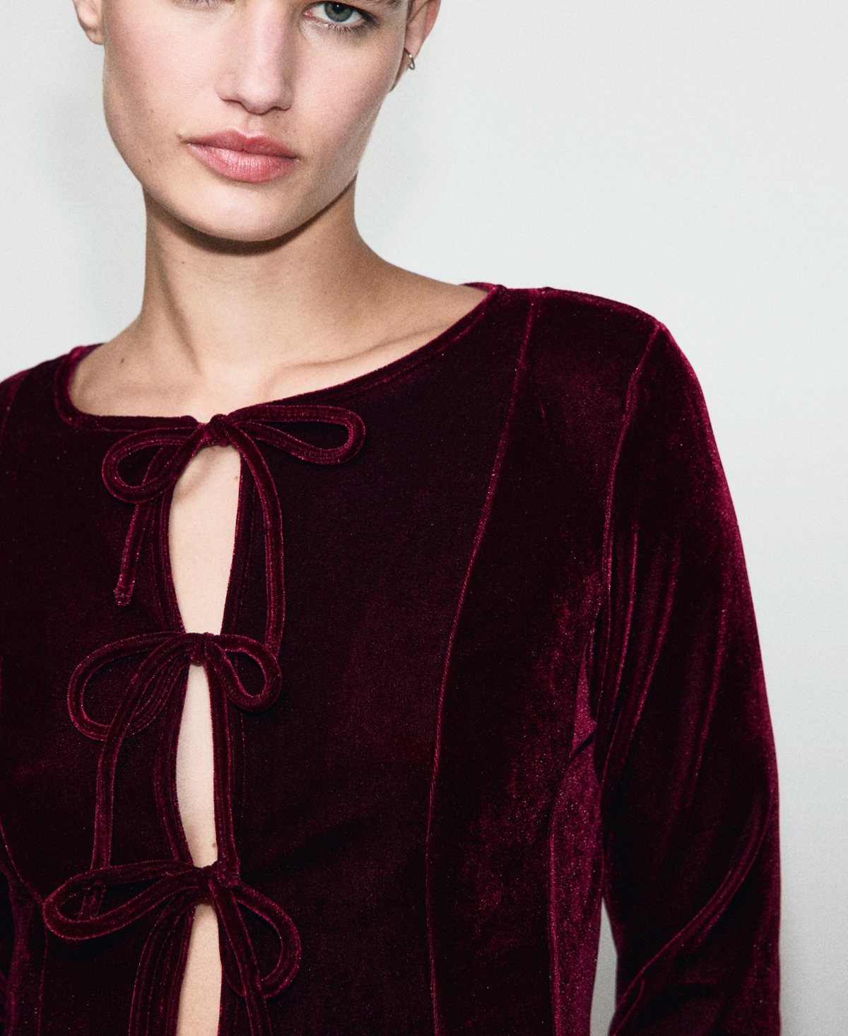 Mango Women's Bows Velvet Blouse