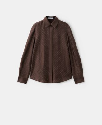 Women's Rhinestones Satin Shirt